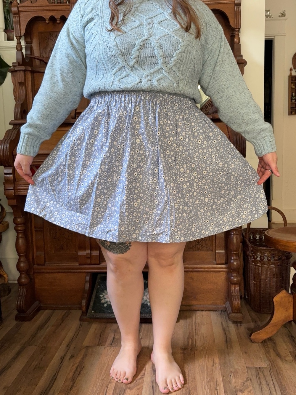 Lovely handmade cotton feminine floral skirt